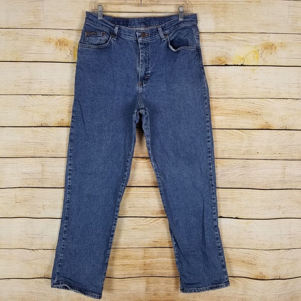Vintage Lee Riders Jeans Women's Size 14 Blue Denim Distressed Tapered Mom 90s